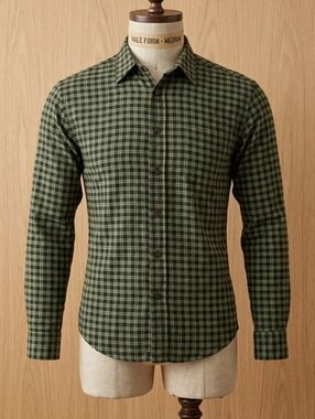 Parke and Ronen Buttondown Green Plaid
